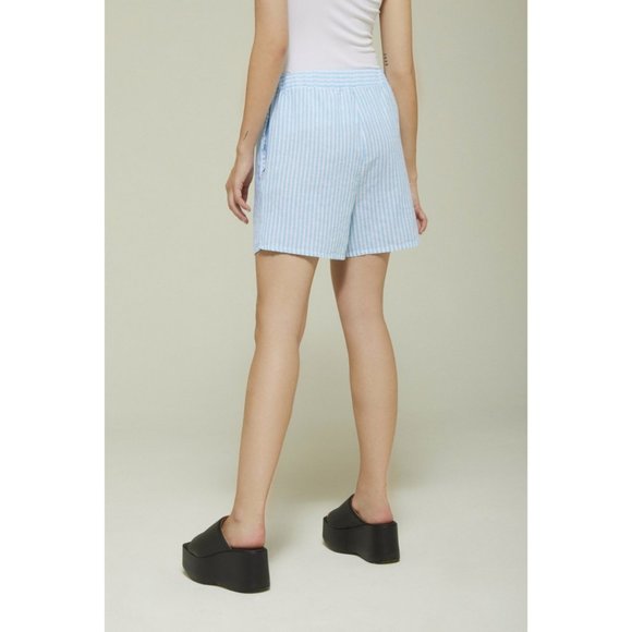 New Linen European High Rise Shorts Casual Summer Elastic Waisted Made In Italy - Picture 4 of 12